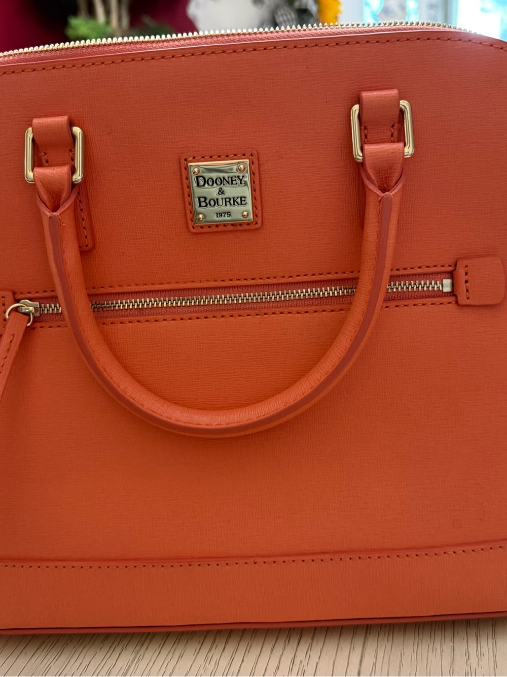 Dooney & Bourke Coral/Orange Leather Satchel